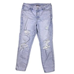 AE 14 Short Curvy Distressed Light Blue Skinny Jeans Jeggings 14S
